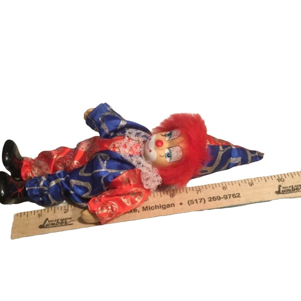 Clown Doll with Red Hair and red/ blue outfit - Picture 14 of 16